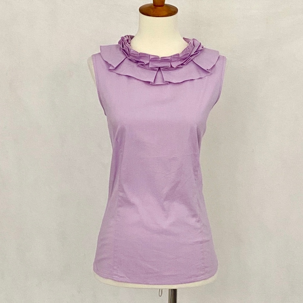 Brooks Brothers “346” Sleeveless Ruffle Collar Top - Picture 1 of 12